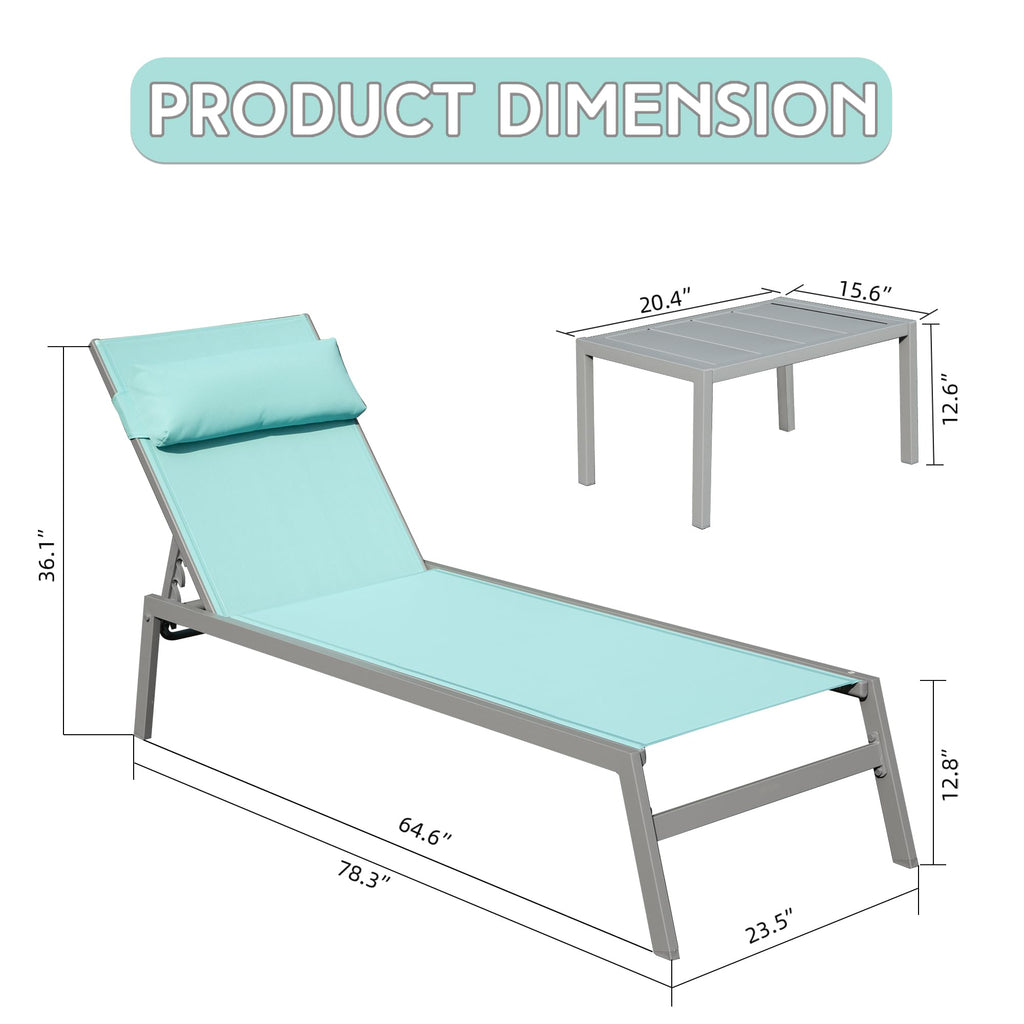 Patio Chaise Lounge Set of 3