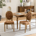 French Style Solid Wood Frame Dining Chair Set of 2
