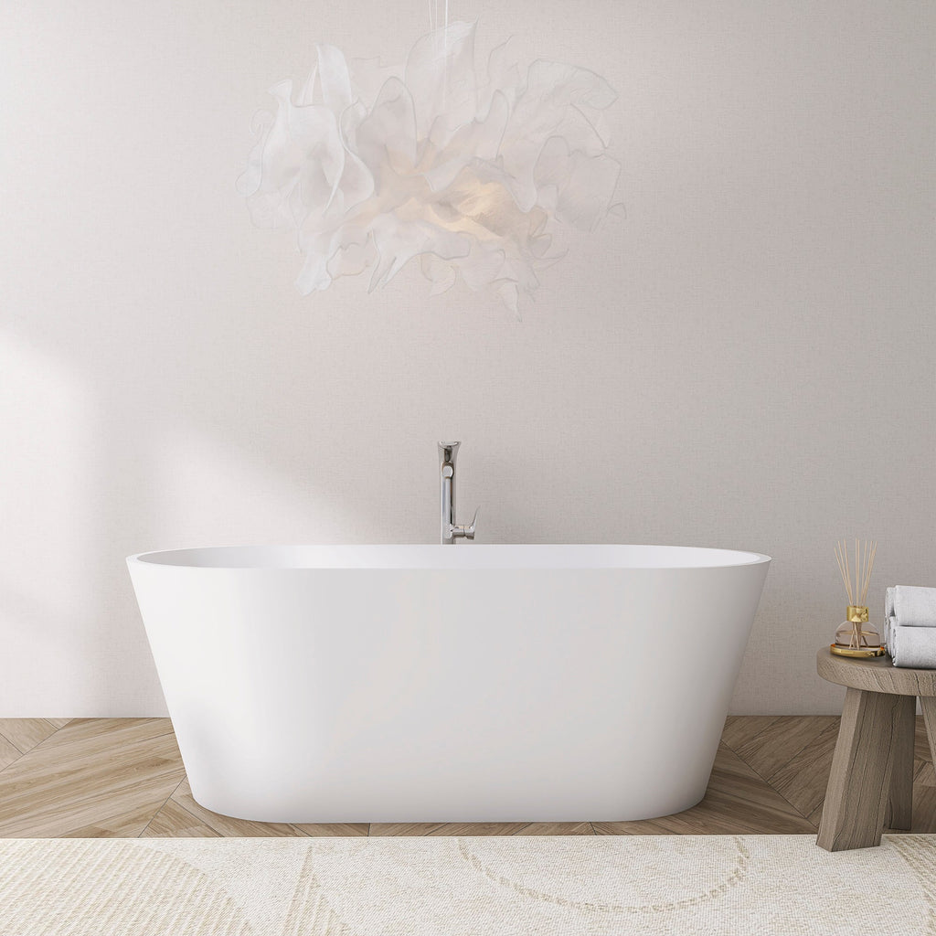 65 Inch Freestanding Solid Surface Soaking Bathtub