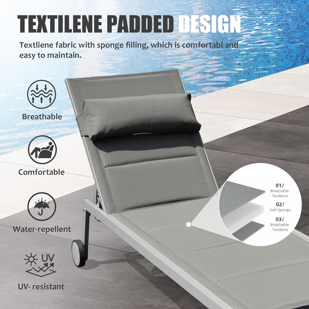 Outdoor Patio Chaise Lounge Set of 3