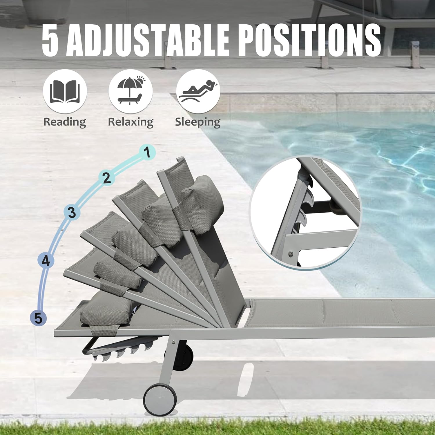 Outdoor Patio Chaise Lounge Set of 3