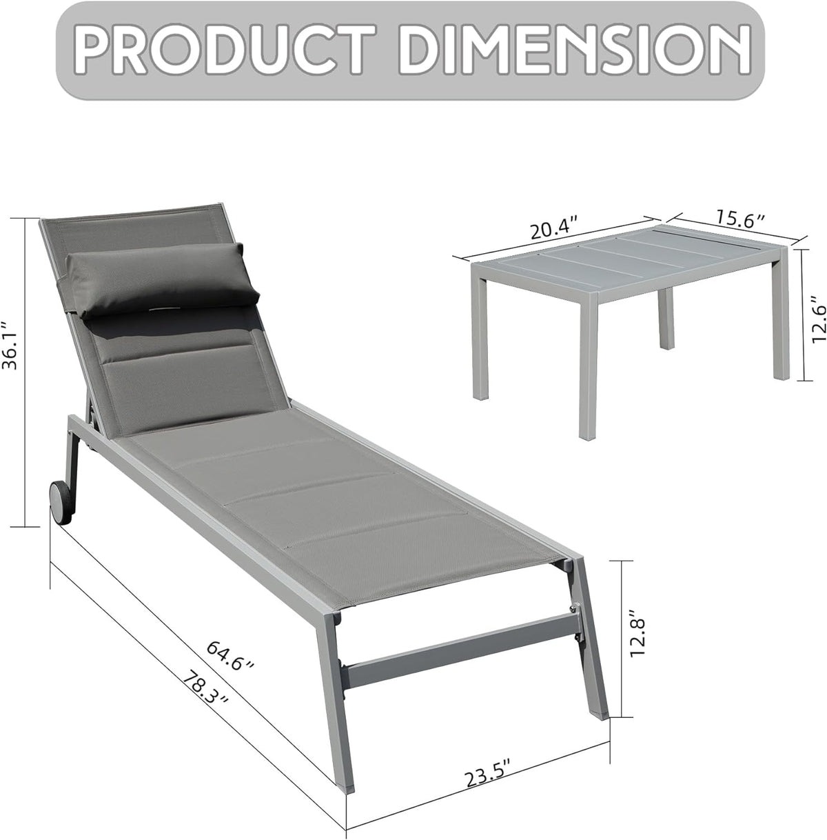Outdoor Patio Chaise Lounge Set of 3