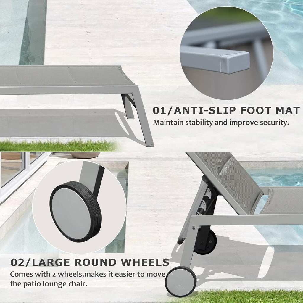 Outdoor Patio Chaise Lounge Set of 3