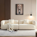 White Sectional Sofa, Durable Fabric, Solid Wood Frame