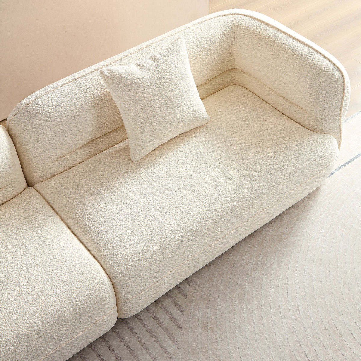 White Sectional Sofa, Durable Fabric, Solid Wood Frame
