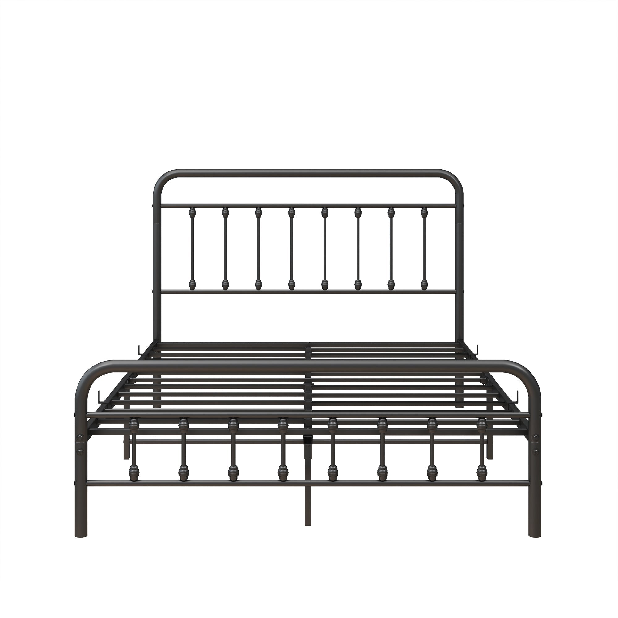 Metal Platform Bed Frame with Victorian Style Headboard