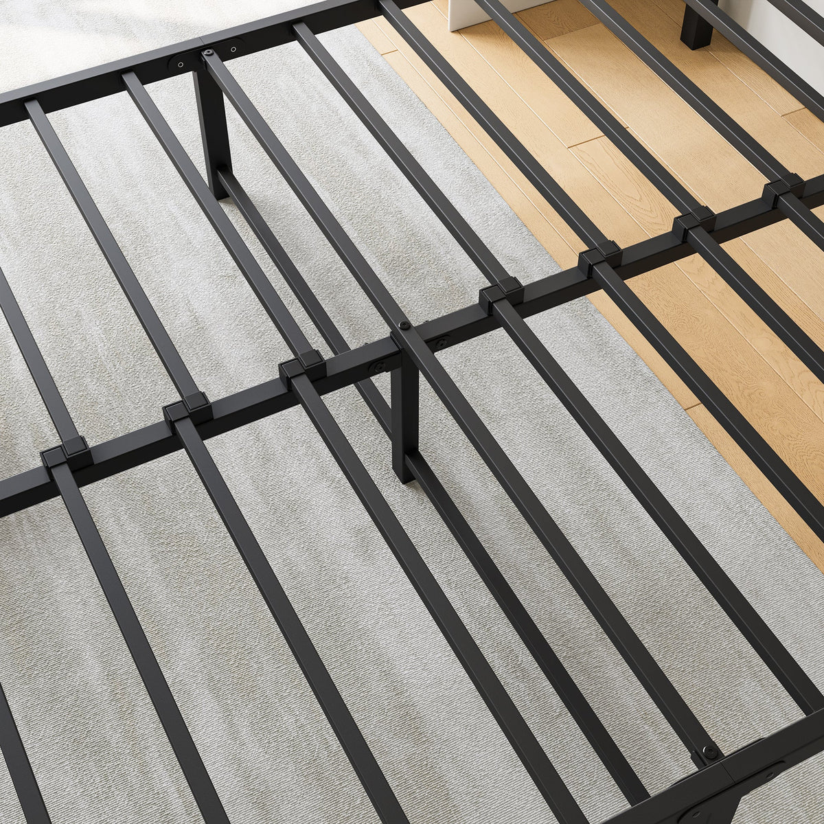 Metal Platform Bed Frame with Victorian Style Headboard