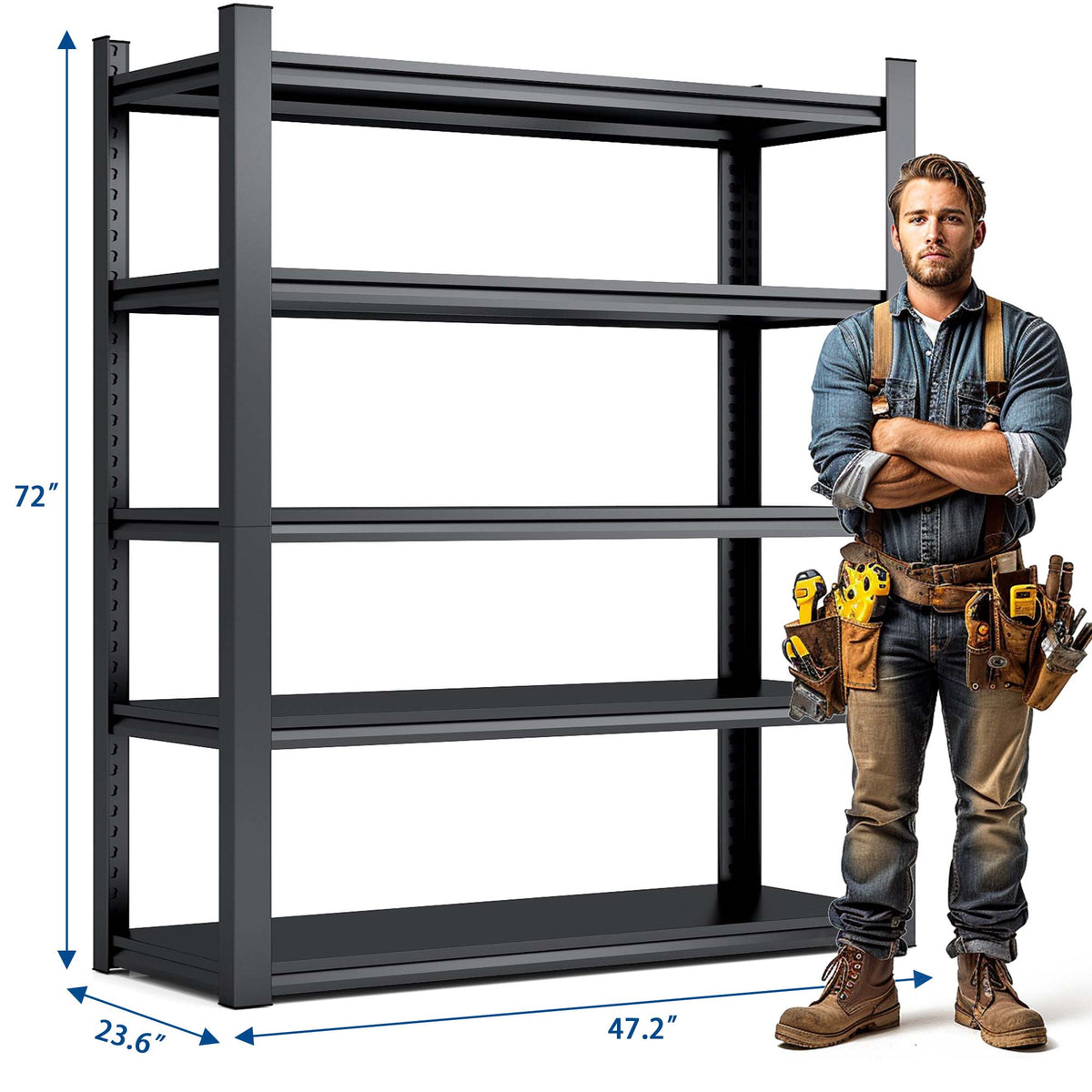 72"H 5 Tier Metal Shelves for Heavy Duty Storage