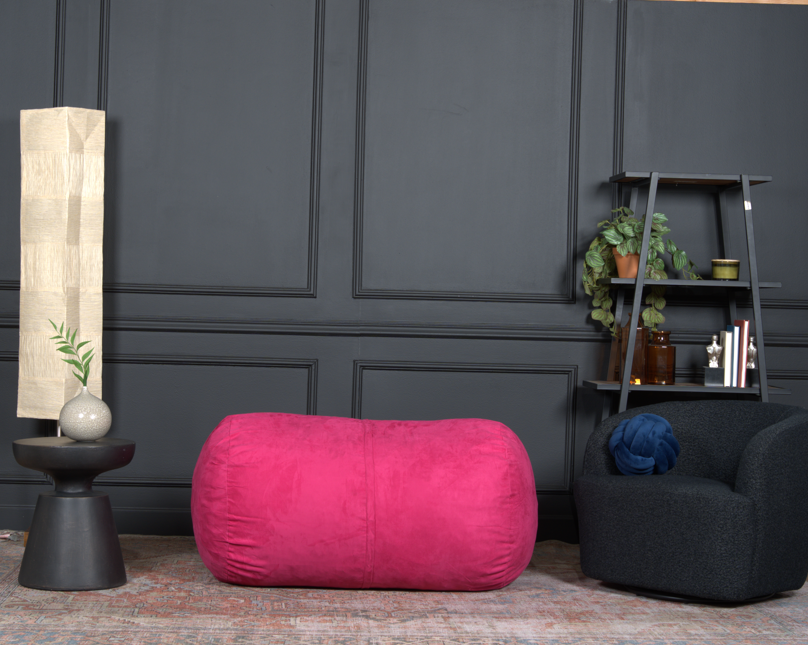 Michael 4 Foot Cylindrical Suede Bean Bag - Fuchsia
