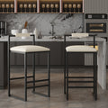 Set of 2 Barstools - Faux Leather Upholstered Modern Metal Frame