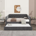 Twin Size Upholstered Daybed with Trundle and USB Charging