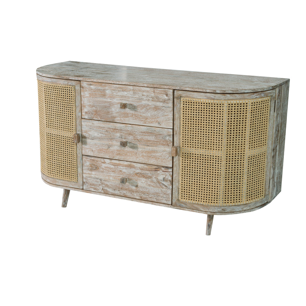 57x16x33" TV Console With Cane Doors