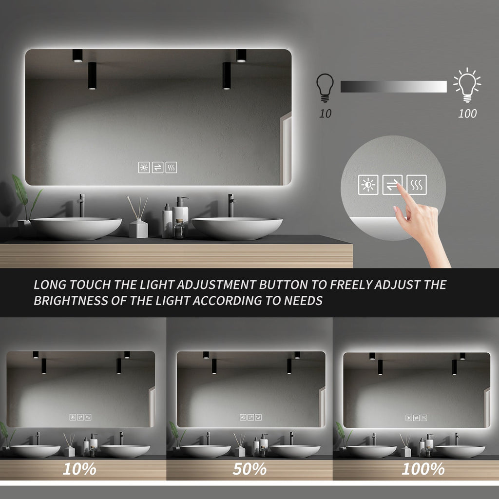 Wall Mounted LED Lighting Mirror - 24" x 48"