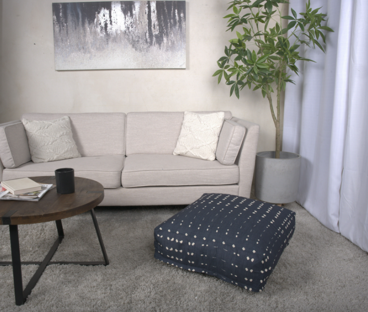 Dalm Fabric Square Pouf