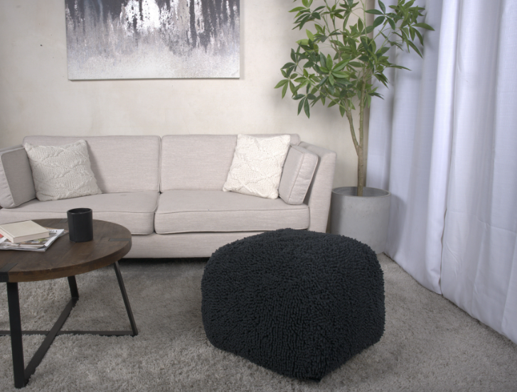 Spongy Microfiber Square Pouf, Dark