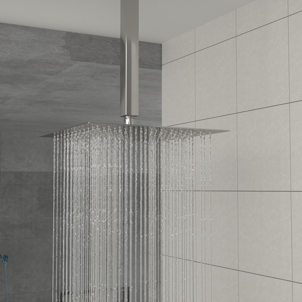 12 Inch Square Brushed Nickel Rain Fixed Shower Head