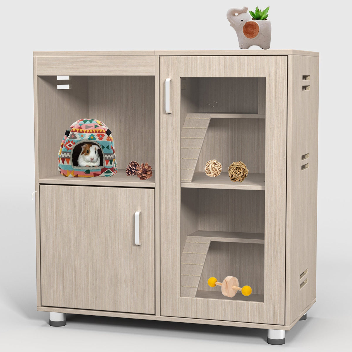 4-Tier Hamster Cage with Storage Cabinet