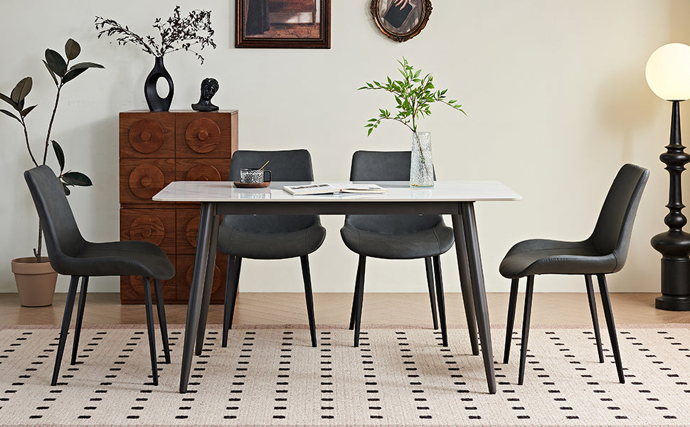 Grey PU Leather & Iron Leg Dining Chairs (2-Piece)