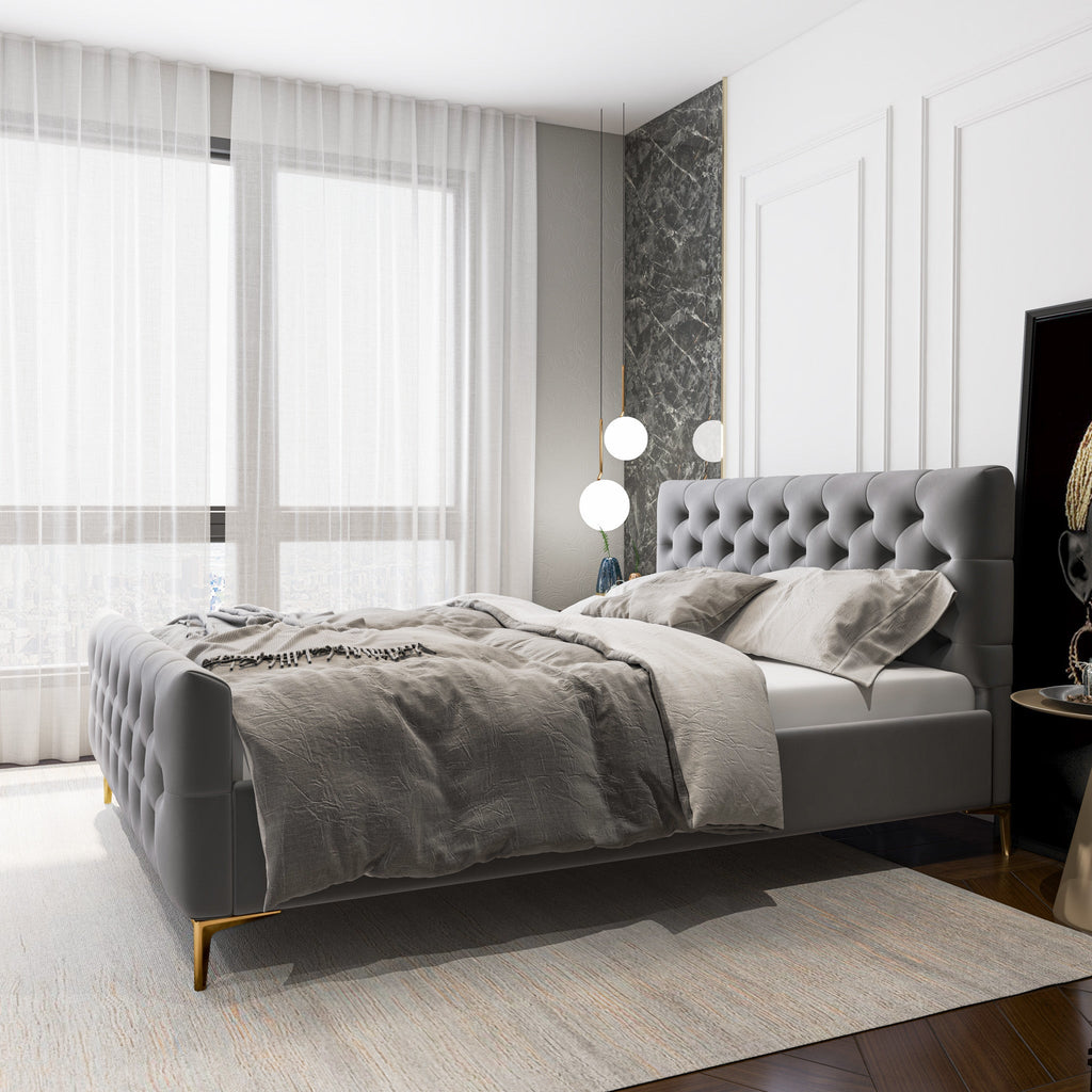 Bailey Dark Mid-Century Modern Platform Bed
