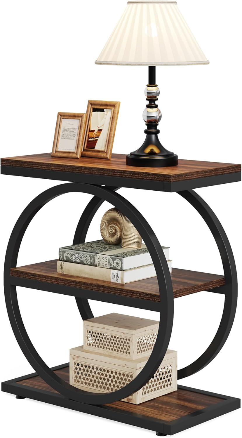 End Table Set of 2 with 3 Storage Shelves