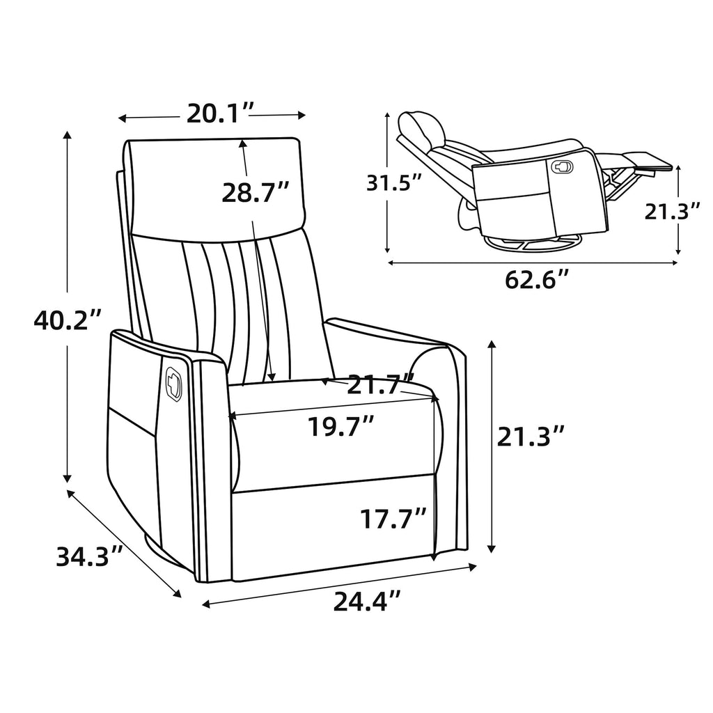 Beige Heat Massage Manual Recliner Chair