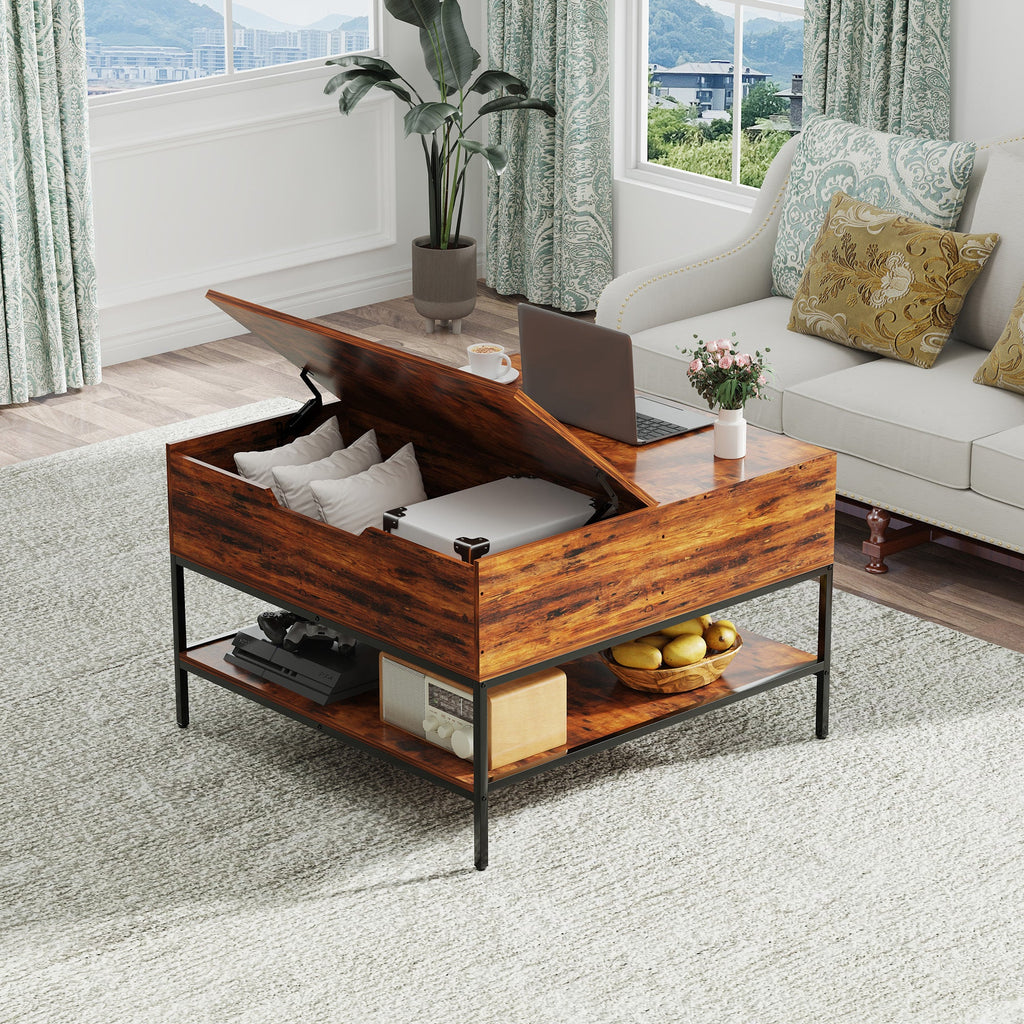 Farmhouse Flip Top Coffee Table with Storage