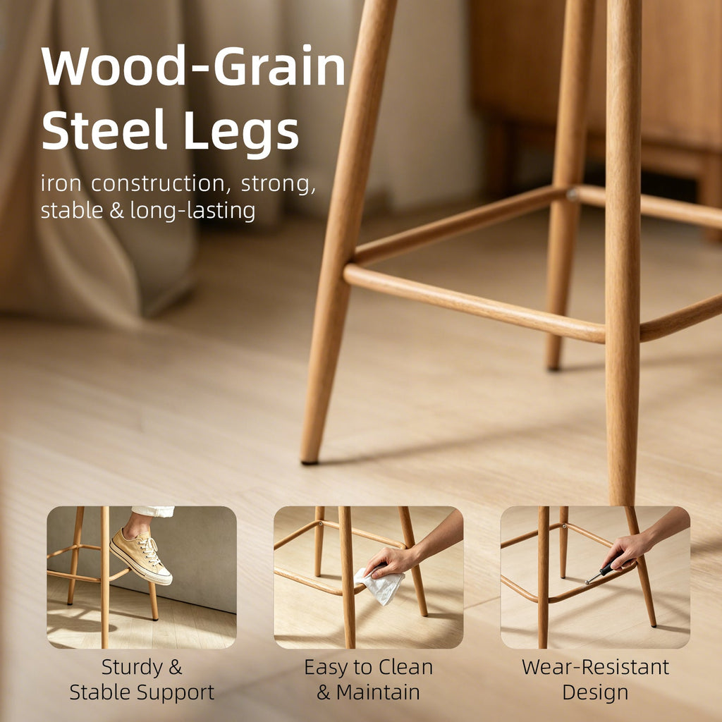 Rattan Backrest Bar Stools Set of 2
