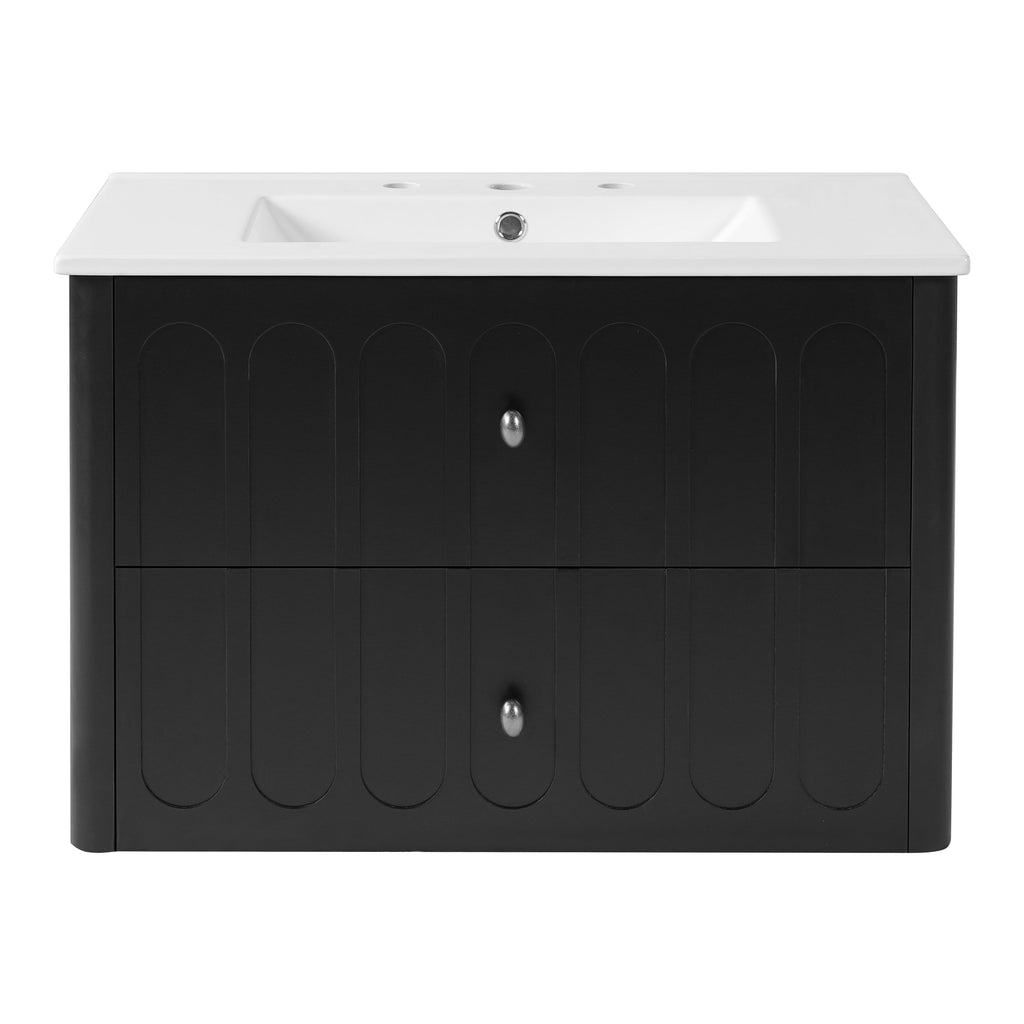 30" Modern Floating Bathroom Vanity with Oval Knobs