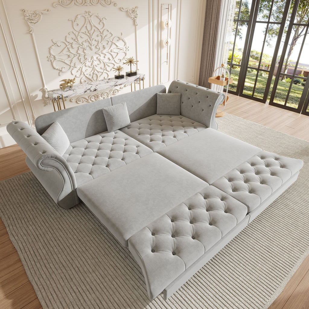 97.6" Oversized Chesterfield Pull Out Sofa Bed