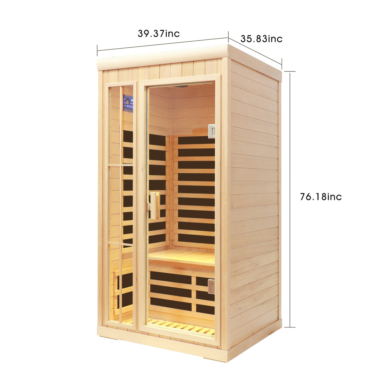 Deluxe One Person Hemlock Infrared Sauna Room with LED Colour Lights