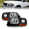 ANZO 1997-2003 Ford F150 Crystal Headlight Black w/ Parking Light 111460