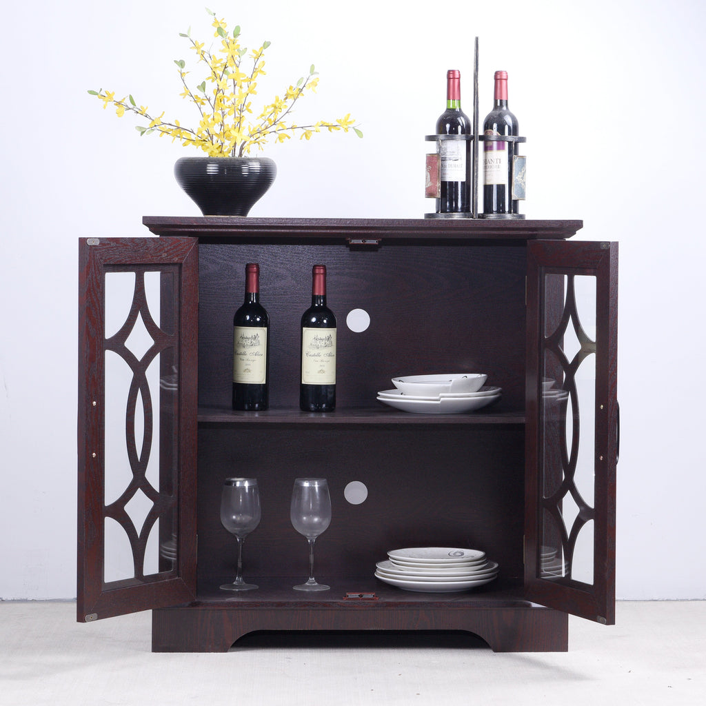 Spacious Size Sideboard with 2 Clear Tempered Glass Doors