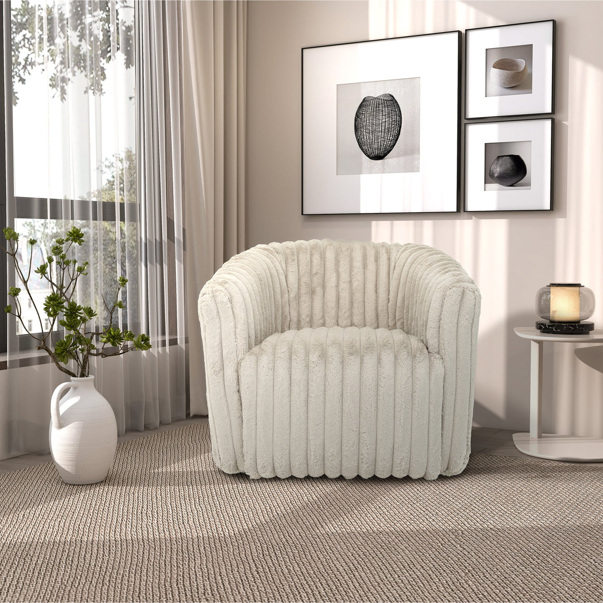 Elegant Style Mira Mid-Century Modern Velvet Swivel Chair