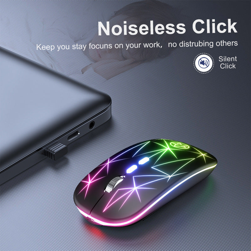 Wireless Bluetooth Mouse Dual-mode Luminous Charging Game Office 5-key Metal Roller