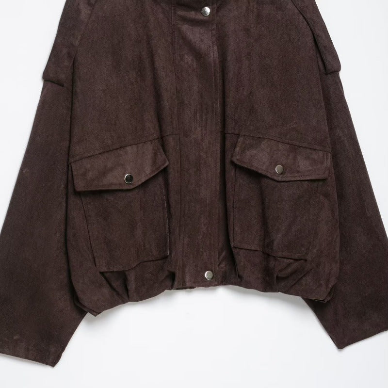 Womens Retro Suede Jacket Coat