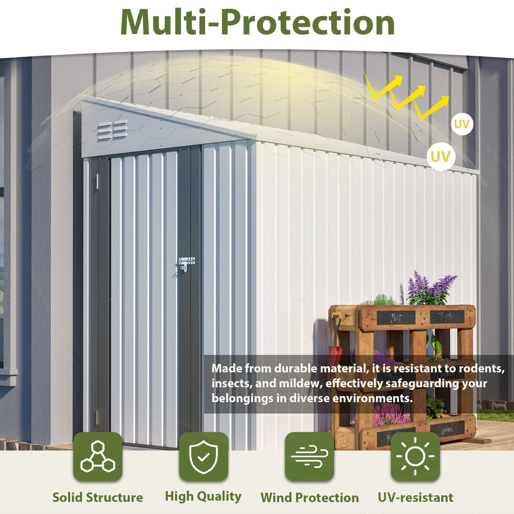 White 4' x 7' Lean-To Storage Shed