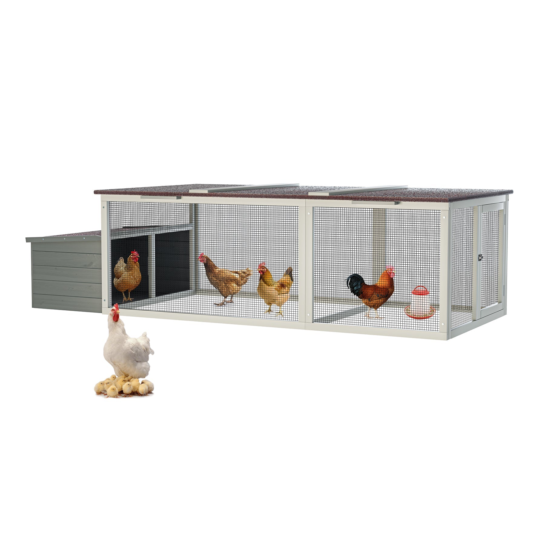 Large Wooden Chicken Coop with Nesting Box