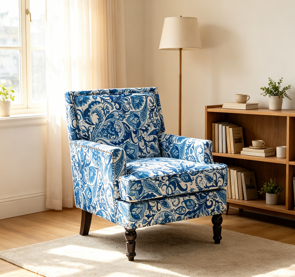 Upholstered Accent Chair, Vintage Armchair with Elegance