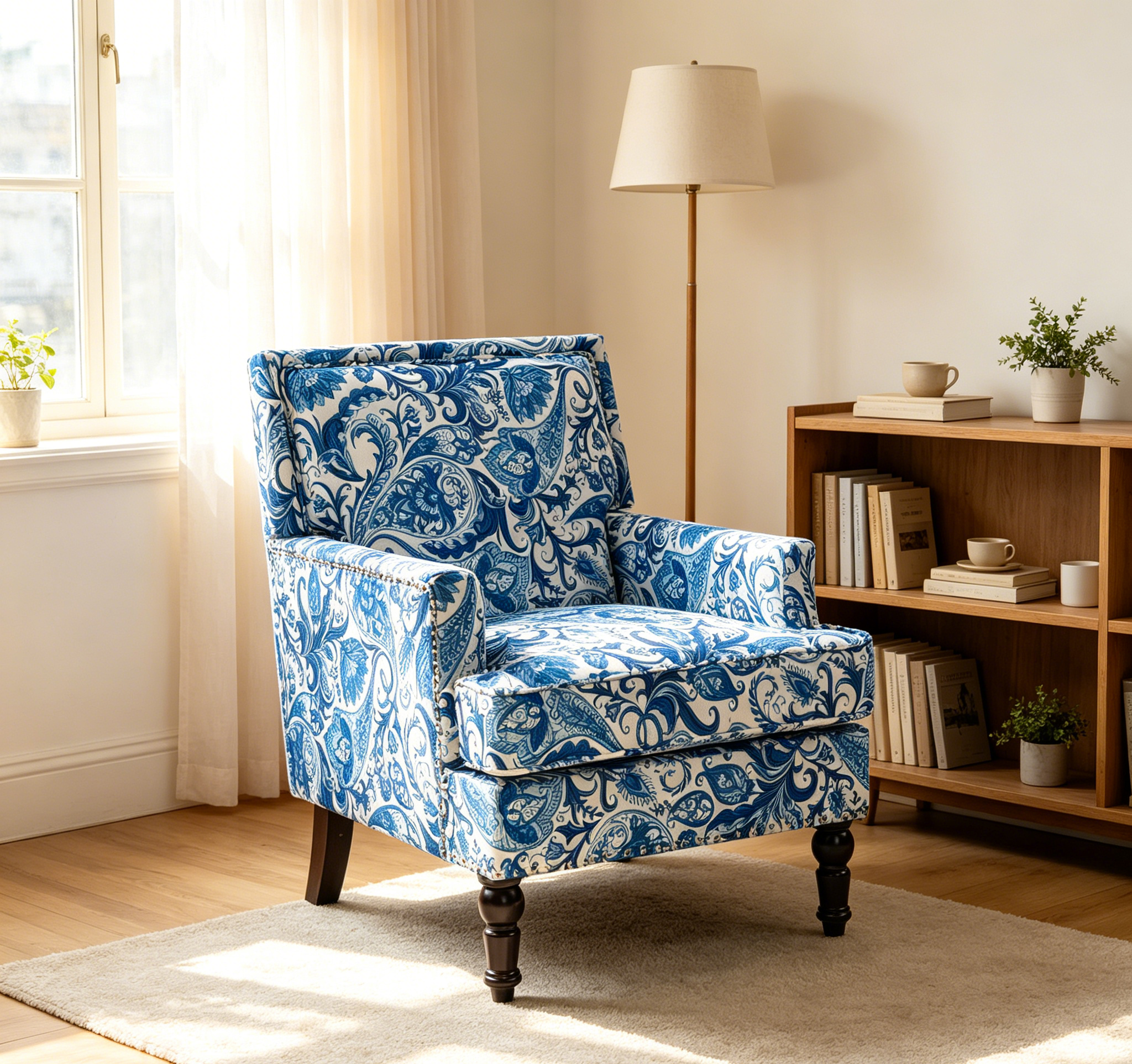 Upholstered Accent Chair, Vintage Armchair with Elegance