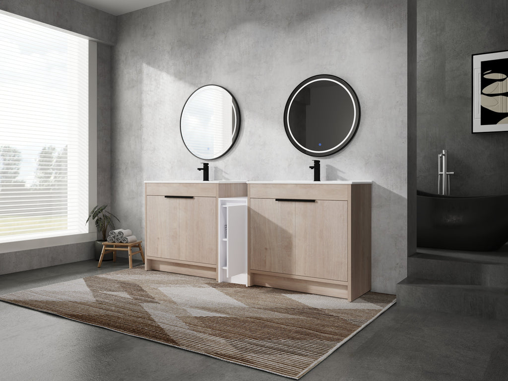 84 Inch Freestanding Bathroom Vanity with Ceramic Sink