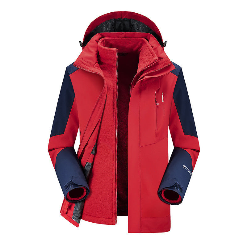 Outdoor Two-piece Windproof 3-in-1 Jacket, Plus-size