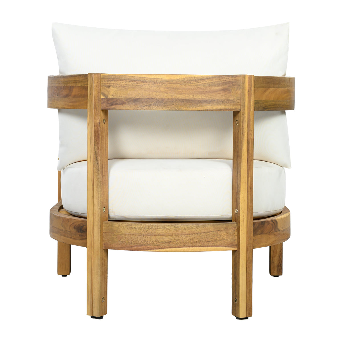 78" Acacia Wood Outdoor Chaise Lounge Chair with Curved Frame