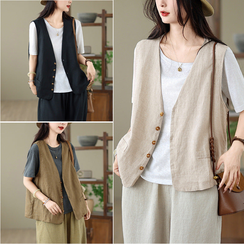 Womens Summer New Artistic Cardigan Outer Vest