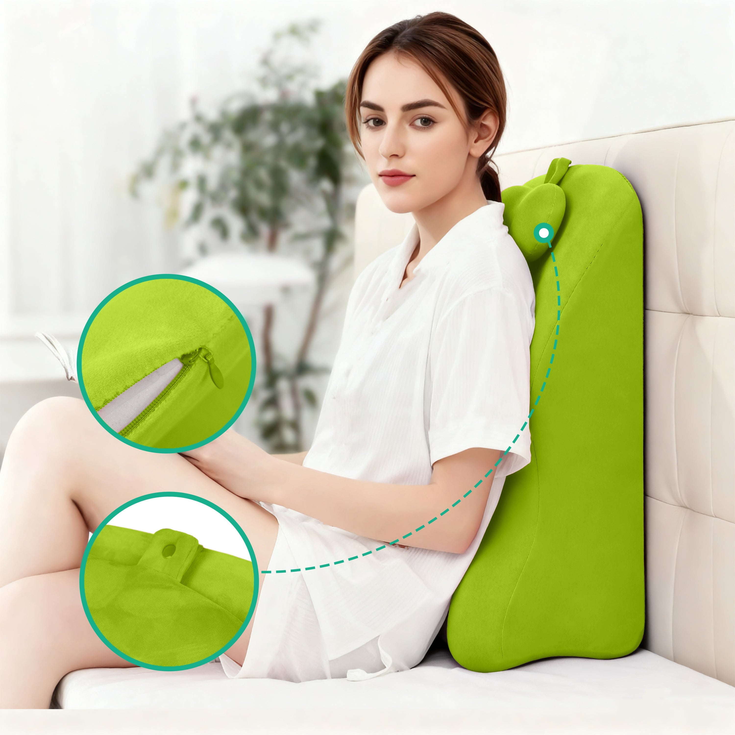 Ergonomic Spinal Posture Support & Multi-Functional Bed Pillow - Green