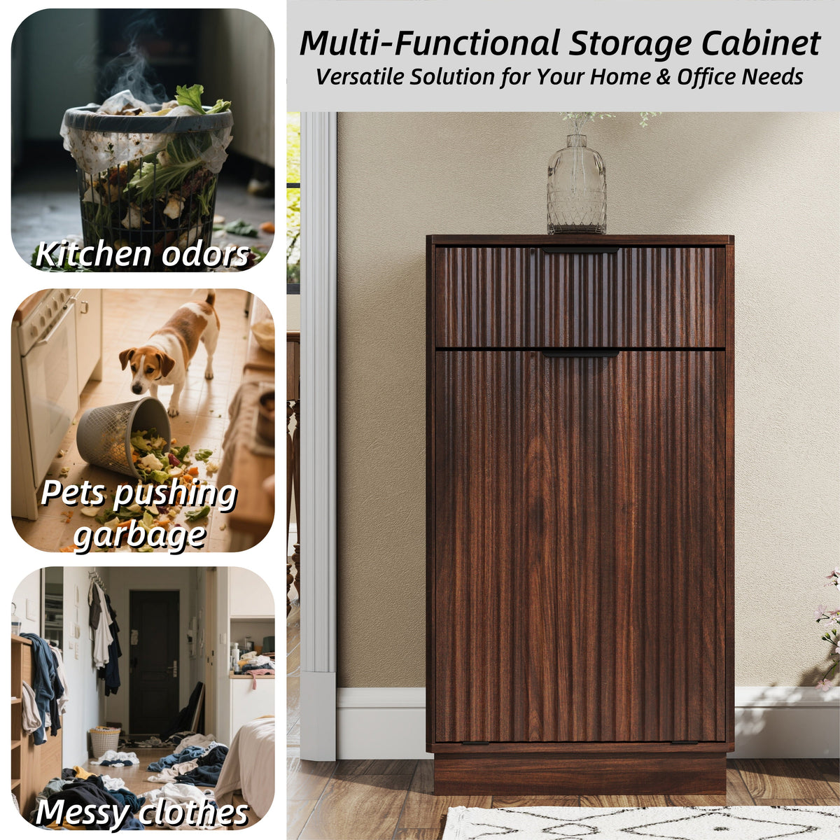 10-Gallon Woodgrain Tilt-Out Trash Can Cabinet