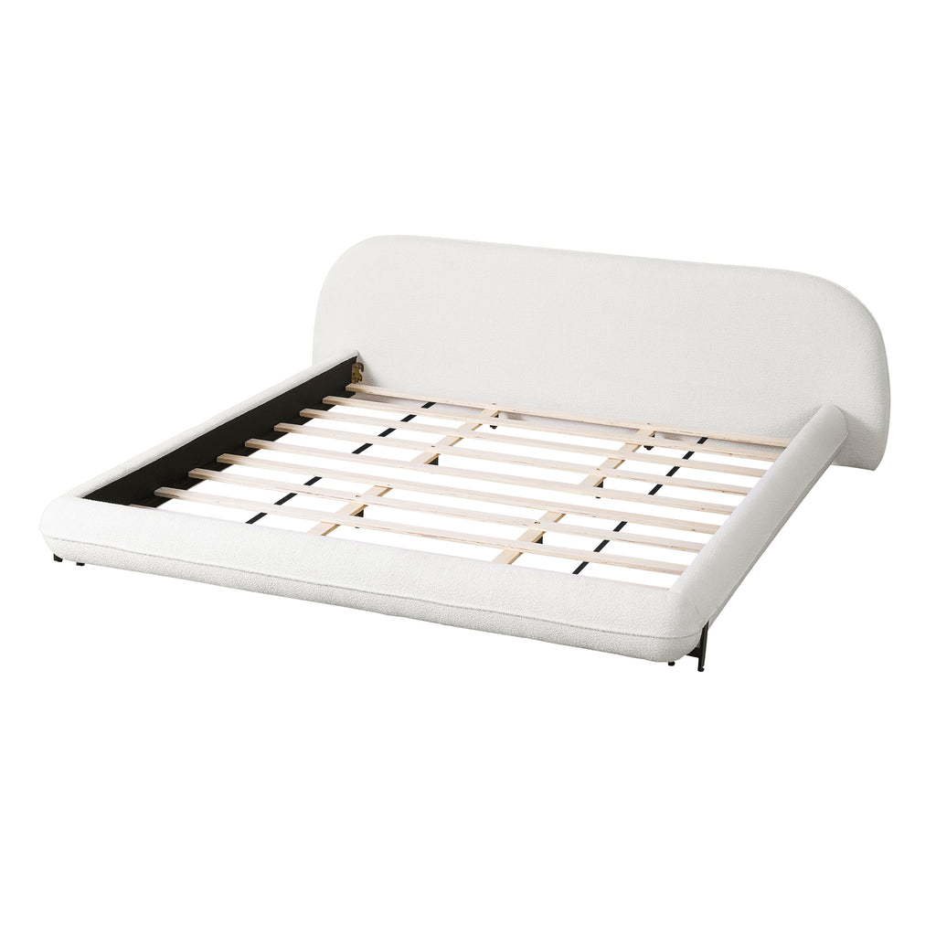 California King Size Bed Frame with Boucle Fabric