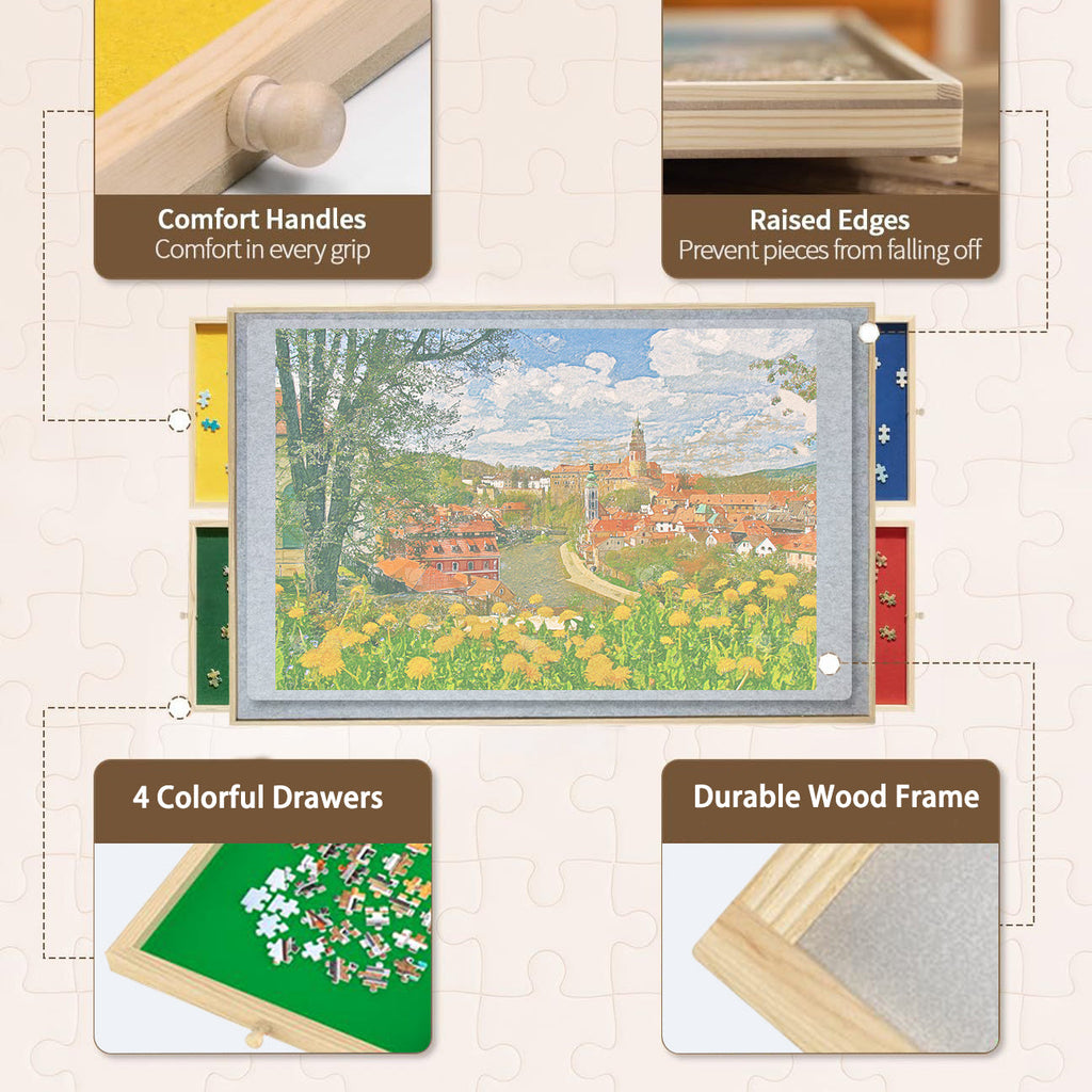 Wooden 1500 Pieces Puzzle Table with Drawer
