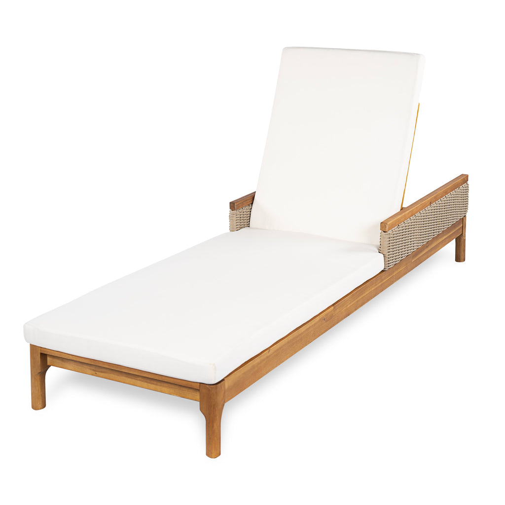 Solid Acacia Wood Sun Chaise Lounger