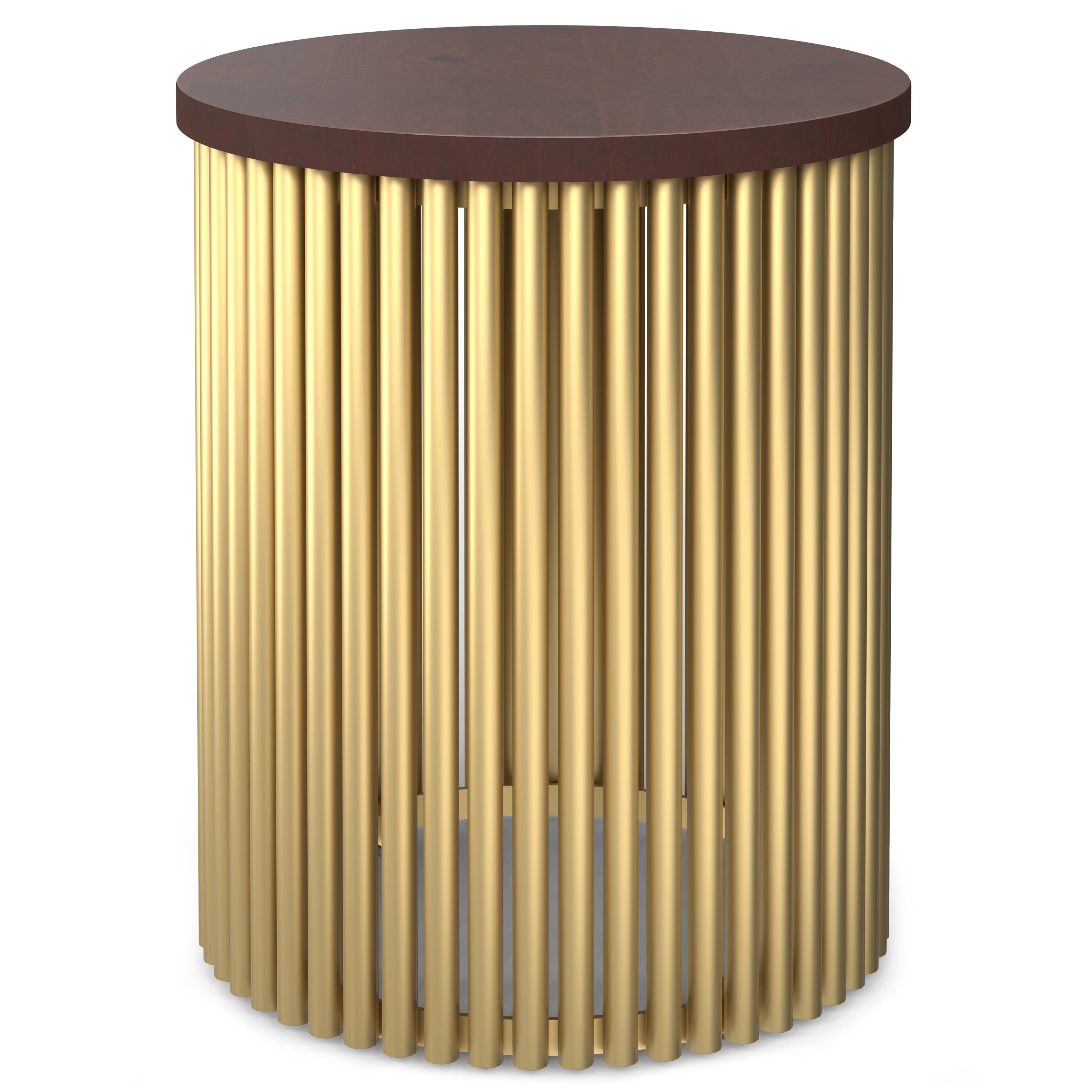 Demy Accent Table in Cognac/Gold
