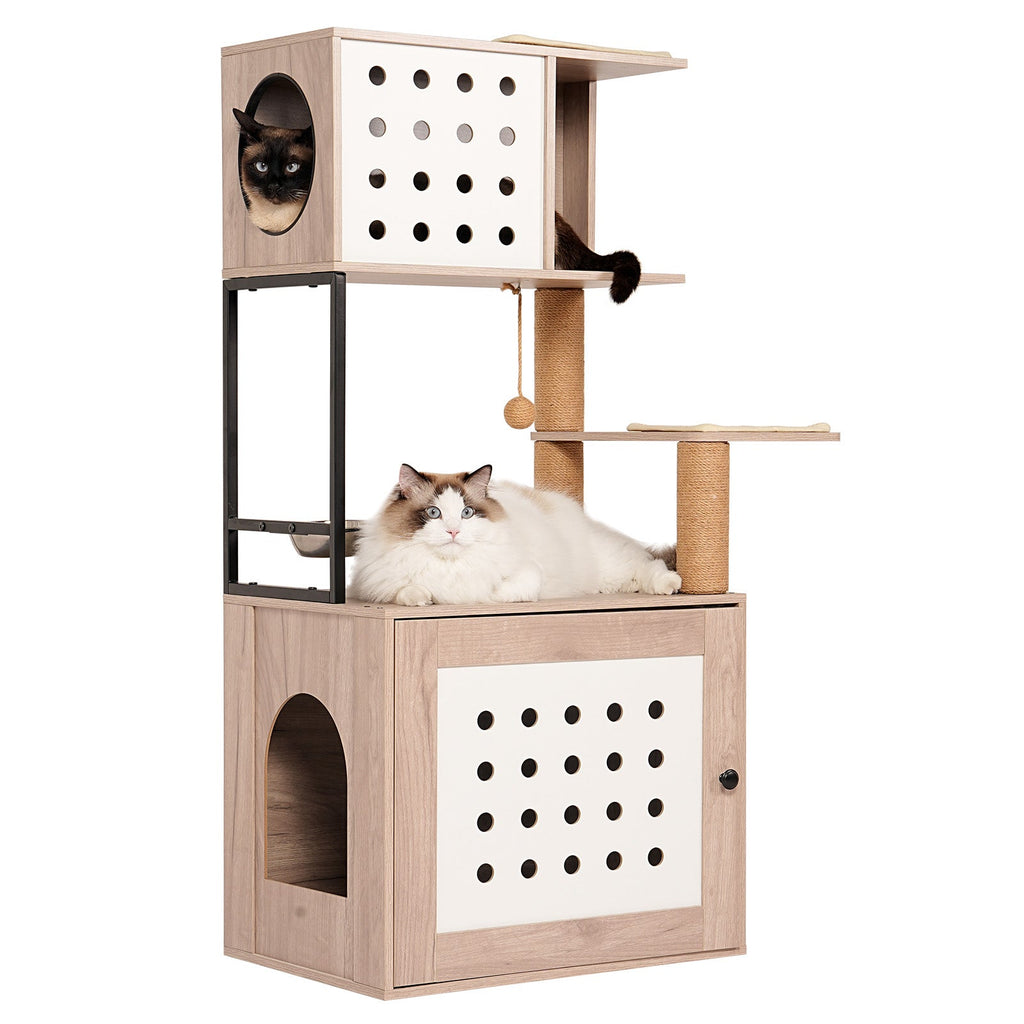 Cat Tree with Litter Box Enclosure